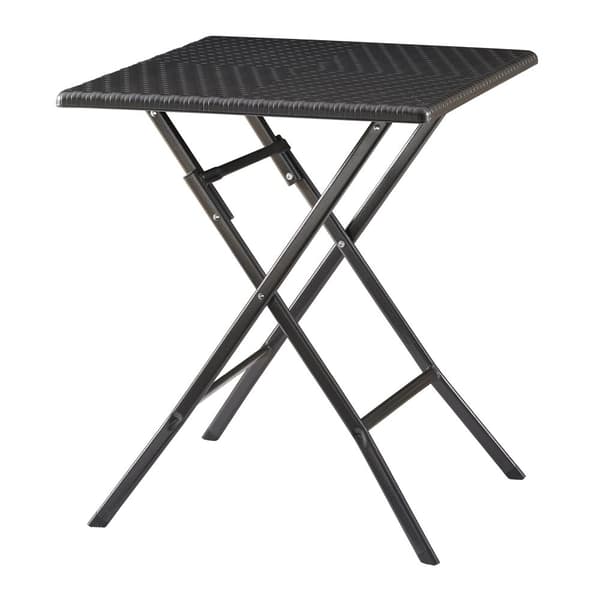 Hopfällbart campingbord Mark 61,5x61,5x73 cm svart rottingkänsla [en.casa]