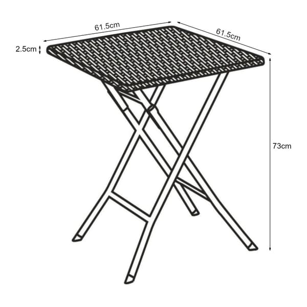 Hopfällbart campingbord Mark 61,5x61,5x73 cm svart rottingkänsla [en.casa]
