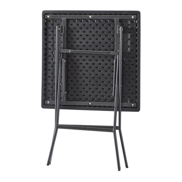 Hopfällbart campingbord Mark 61,5x61,5x73 cm svart rottingkänsla [en.casa]