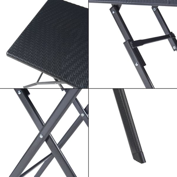 Hopfällbart campingbord Mark 61,5x61,5x73 cm svart rottingkänsla [en.casa]