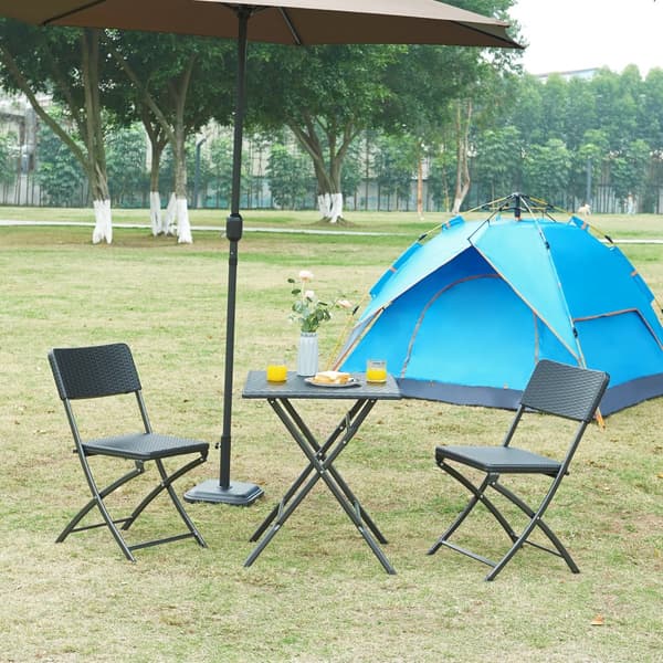 Hopfällbart campingbord Mark 61,5x61,5x73 cm svart rottingkänsla [en.casa]
