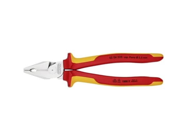 Knipex 02 06 225, Kombinasjonstang, Stål, Plast, Oransje, Rød, 225 mm, 401 g