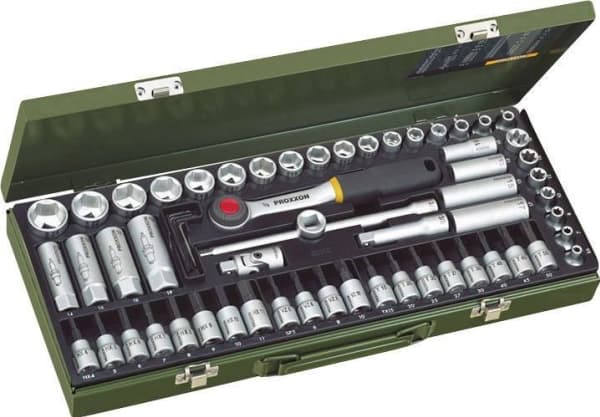 65 deler 3/8" hode- og skivesett PROXXON