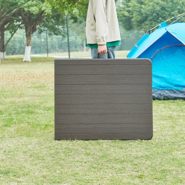 Hopfällbart campingbord Lillestrøm 180x75x72 cm trämönster [en.casa]