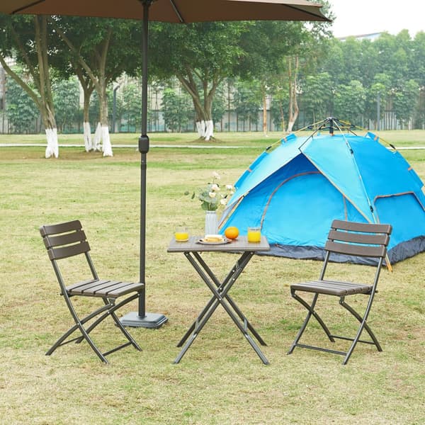 Hopfällbart campingbord Lillestrøm 61,5x61,5x73 cm trämönster [en.casa]