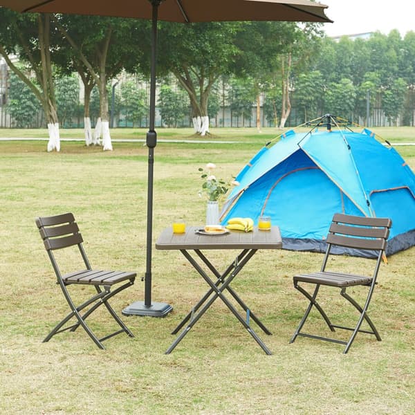 Hopfällbart campingbord Lillestrøm 78x78x74 cm trämönster [en.casa]