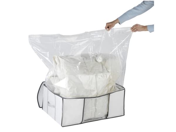 WENKO Vacuum Soft Box L, Transparent, Vit, Rektangulär, Polyeten, Polypropylen (PP), inomhus, Vit, Dragkedja