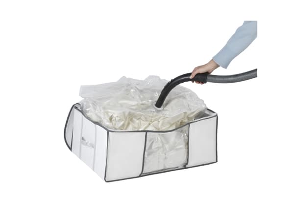 WENKO Vacuum Soft Box L, Transparent, Vit, Rektangulär, Polyeten, Polypropylen (PP), inomhus, Vit, Dragkedja