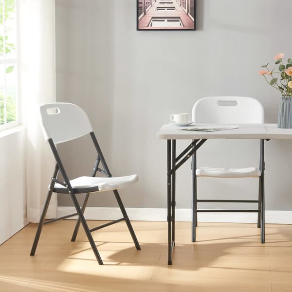 Klappstol Ljusnarsberg set om 4 vit 87x46x53 cm metall [en.casa]