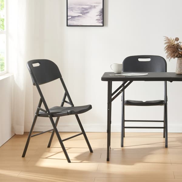 Klappstol Ljusnarsberg set om 4 svart 87x46x53 cm metall [en.casa]