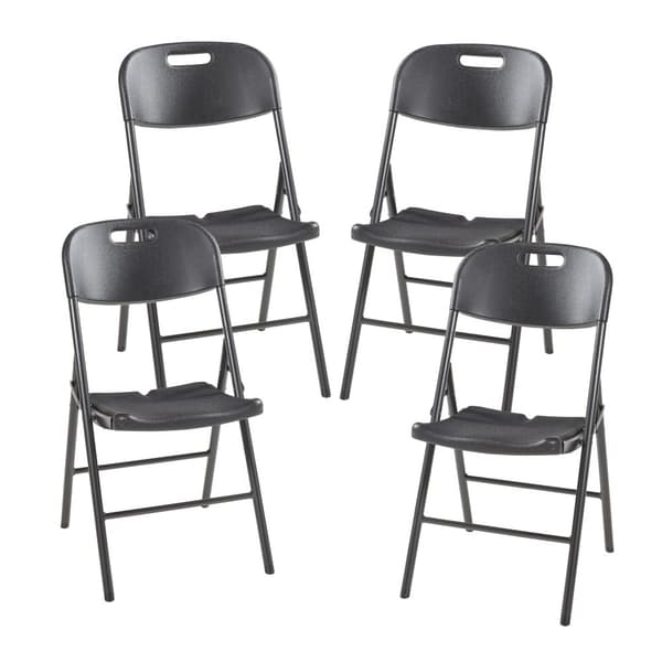 Klappstol Ljusnarsberg set om 4 svart 87x46x53 cm metall [en.casa]