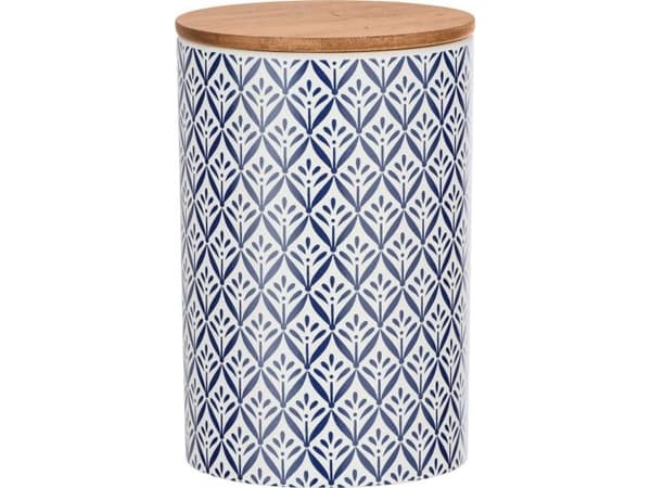 WENKO 54096100, Förvaringslåda, Blå, Vit, Trä, Rund, Bamboo, Keramiska, Silikon, Mönstrad, Trä