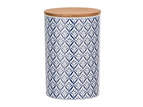 WENKO 54096100, Förvaringslåda, Blå, Vit, Trä, Rund, Bamboo, Keramiska, Silikon, Mönstrad, Trä