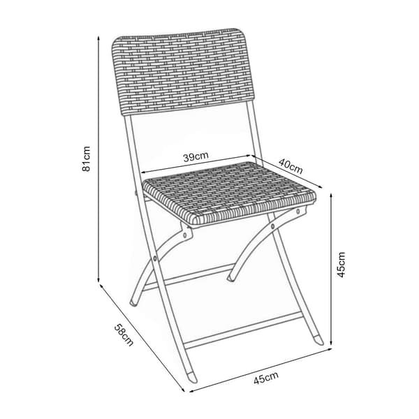Klappstol Mark set om 2 rottingkänsla 87x46x53 cm [en.casa]