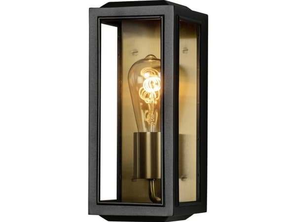 Konstsmide Carpi schwarz/messing 7348-758 Udendørs vægbelysning E27 Sort, Messing