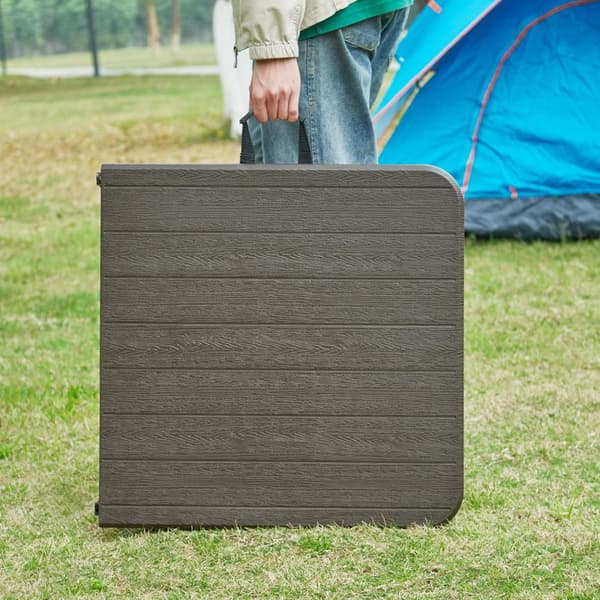 Hopfällbart campingbord Adelfia 120x60 cm trämönster [en.casa]