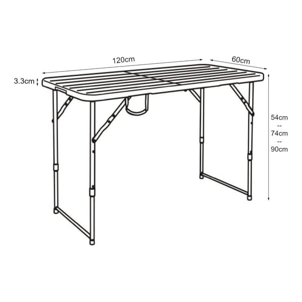 Hopfällbart campingbord Adelfia 120x60 cm trämönster [en.casa]
