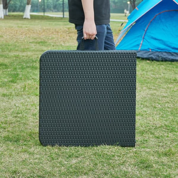 Hopfällbart campingbord Adelfia 120x60 cm rottingkänsla [en.casa]