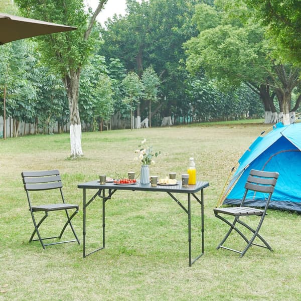 Hopfällbart campingbord Adelfia 120x60 cm rottingkänsla [en.casa]
