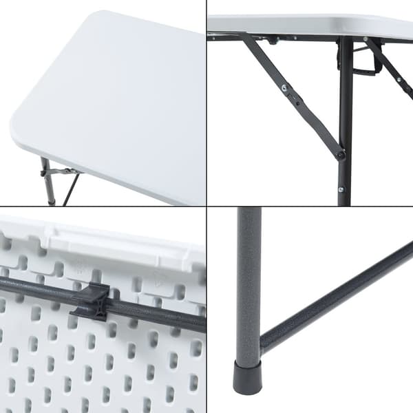 Hopfällbart campingbord Adelfia 120x60 cm vit [en.casa]