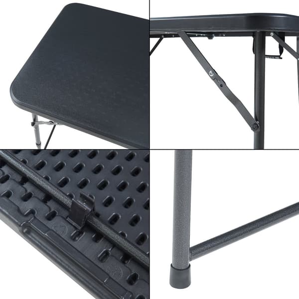 Hopfällbart campingbord Adelfia 120x60 cm svart [en.casa]