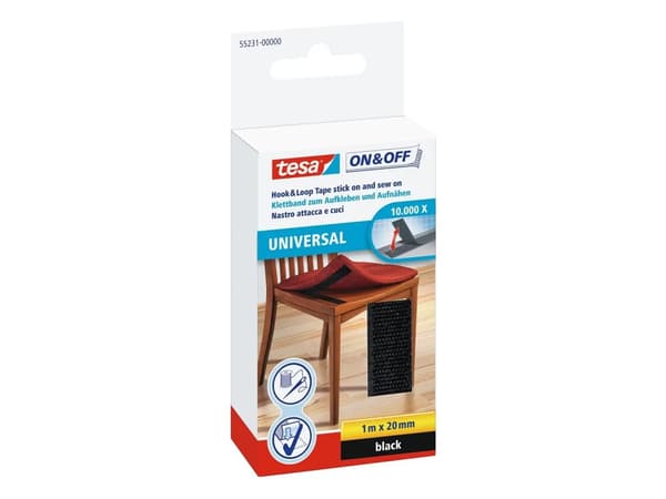 Tesa On & Off - Kiinnitysliima - 2 cm x 1 m - musta