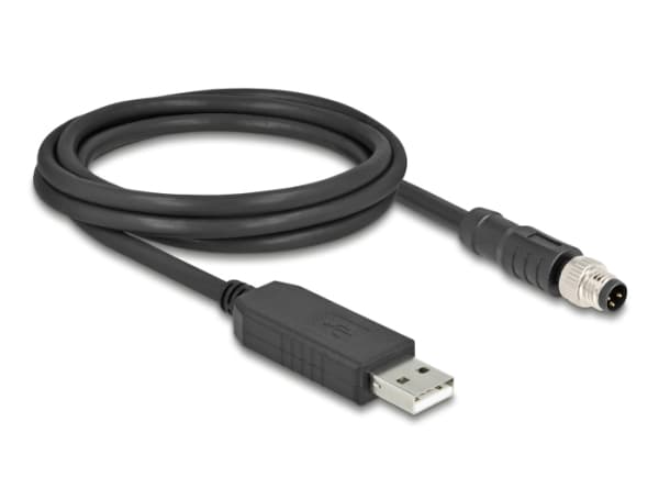 Delock - USB / seriell kabel - USB (hane) till 3-polig M8 RS-232 (hane) - 1.8 m - svart
