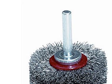 Axialbørste 50x10x6 mm - på skaft, krympet rustfri tråd 0,20 mm max rpm 15000