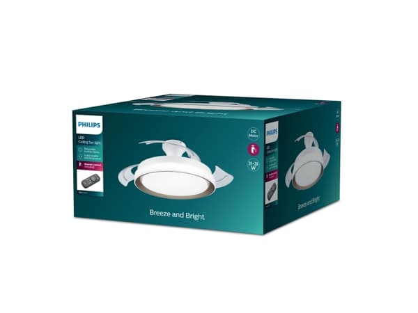 Philips Bliss-taklampe med vifte, 35 + 28 W, 1 ampuller, LED, IP20, Gull