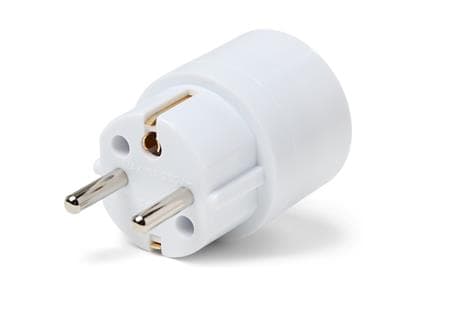 Hybridkontakt 16A, adapter från Schuko/PindJord-kontakt till dansk kontakt. Färg vit