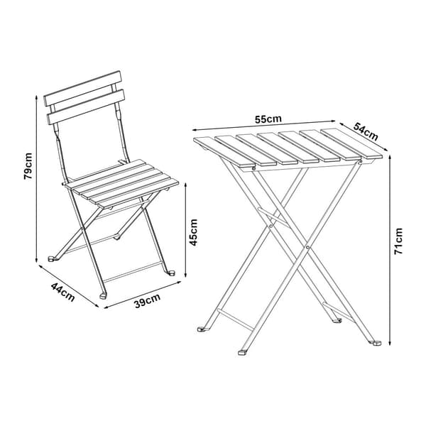 Caféset Bovino bord och 2 stolar akacia [casa.pro]