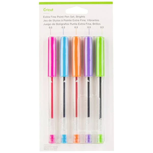 Cricut Explore/Maker Extra Fine Point 5-Pack Brights Stiftsats Rosa, Blå, Orange, Violett, Limegrön