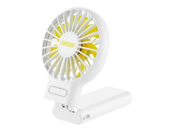 Unold HANDHELD FAN, Valkoinen, Keltainen, 7,8 cm, 1 tuuletin(ta), 10 h, Kaulaan ripustettava puhallin, 1 kpl