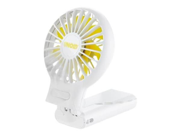 Unold HANDHELD FAN, Valkoinen, Keltainen, 7,8 cm, 1 tuuletin(ta), 10 h, Kaulaan ripustettava puhallin, 1 kpl