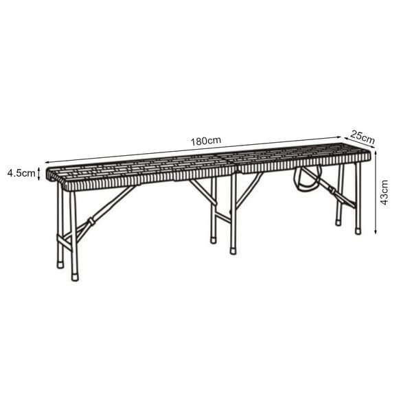 Hopfällbar bänk Mark 180x25x43 cm rottingkänsla [en.casa]