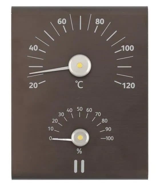 Rento badstuetermometer og hygrometer brun/svart