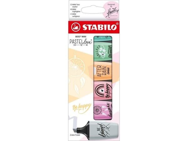STABILO BOSS MINI, 6 stykker, Meisel tupp, Plast, 2 mm, 5 mm, Vann-basert blekk
