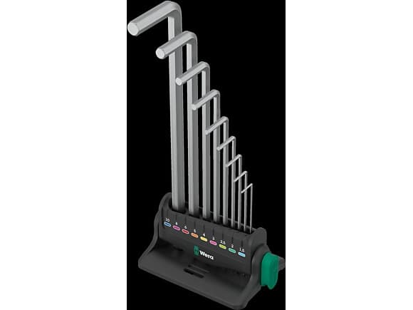 Wera 05022102001, L-formet hex-nøkkelsett, Metrisk, 9 stykker, 1.5,2,2.5,3,4,5,6,8,10 mm, Kromfarget, Tsjekkisk Republikk