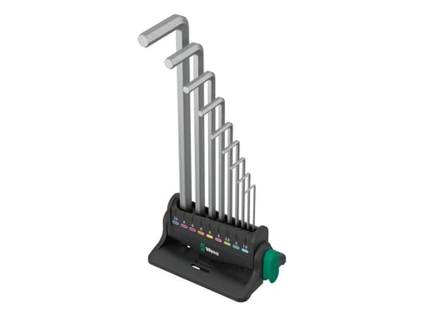Wera 05022102001, L-formet hex-nøkkelsett, Metrisk, 9 stykker, 1.5,2,2.5,3,4,5,6,8,10 mm, Kromfarget, Tsjekkisk Republikk