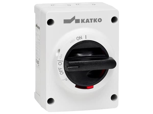 Katko Turvakytkin 4P - 16A ABS Harmaa/Musta