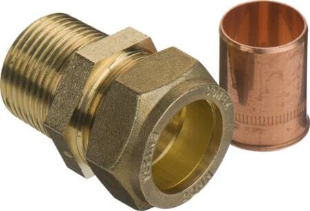 FIX-PRO Komp. Overgang med nippel lige, til kobberrør 22 mm x 3/4" N
