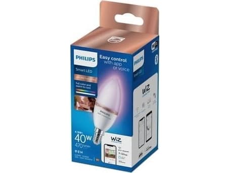 Philips Smart - LED-glödlampa - form: C37 - glaserad finish - E14 - 4.9 W (motsvarande 40 W) - klass F - helfärg - 2200-6500 K