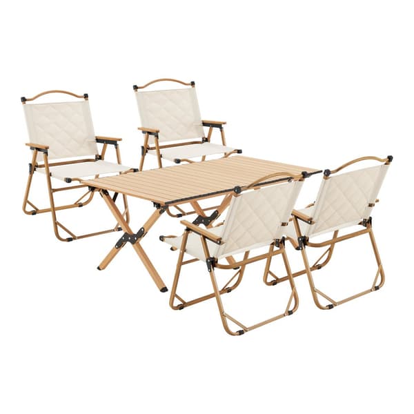 Trädgårdsset Botrugno hopfällbar beige aluminium [casa.pro]