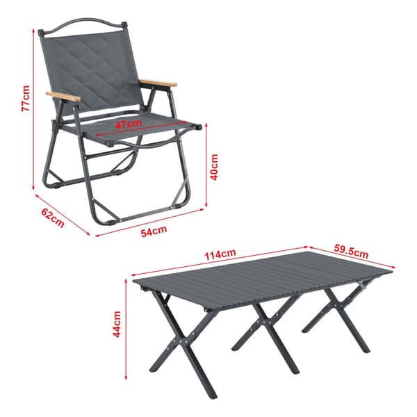 Trädgårdsset Botrugno hopfällbar grå aluminium [casa.pro]