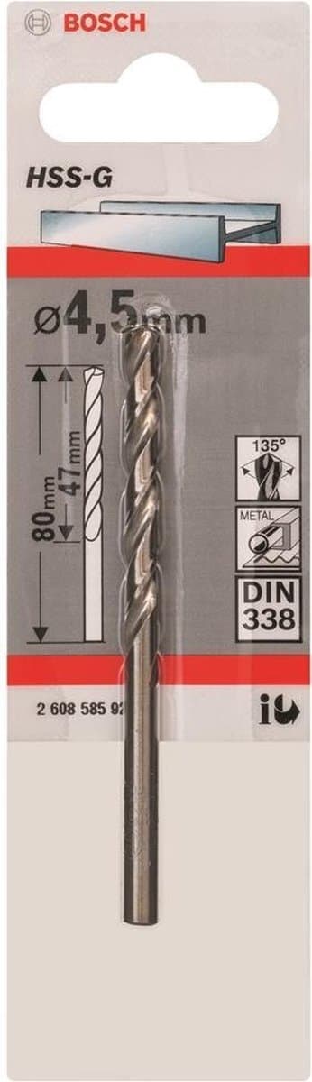 Bosch - Metalbor HSS-G, standard 4,5 x 47 x 80 mm
