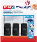 Miniatyrbillede 1 af 4: tesa Powerstrips krog LILLE rektangel, sort, lavet af højkvalitets plastik, kan bruges flere gange