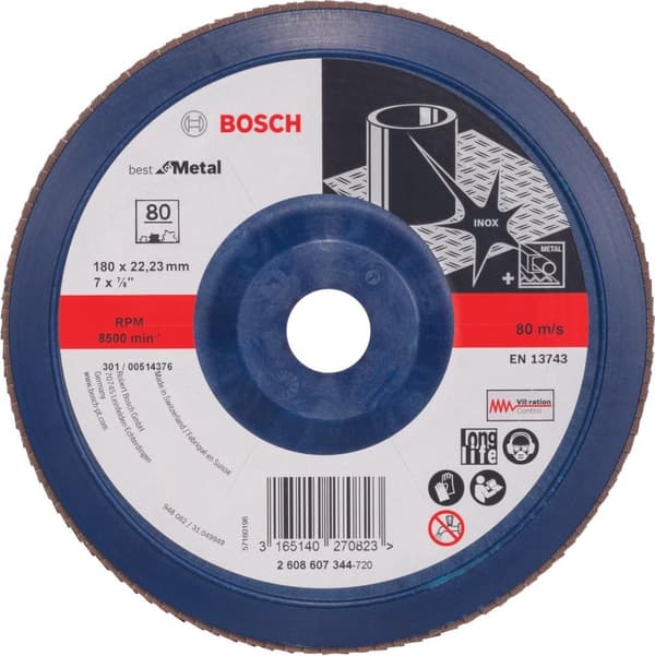 Bosch - Lamelslibeskive 180 mm, 22,23 mm, 80