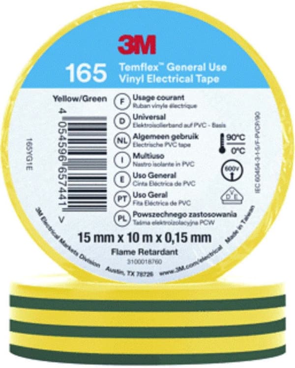 3M TEMFLEX™ - Gul/grøn - 165 holdbar tape | 7100222491