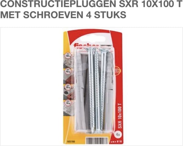 KONSTRUKTIONSSTIK SXR 10X100 T MED SKRUER 4 STK.