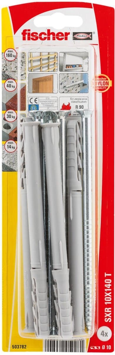 FISCHER KONSTRUKTIONSSTIK SXR 10X140 T MED SKRUER 4 STK.